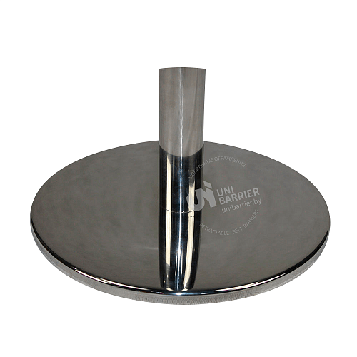 Стойка ограждения UniPro-320 серебристая зеркальная основание тонкое желтая лента
