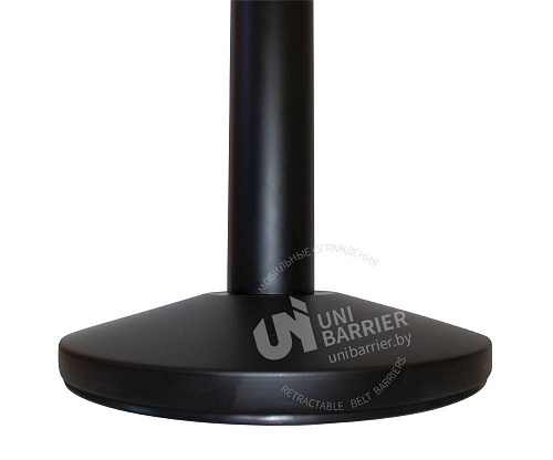 Стойка ограждения UniBar-250 черная основание полуконус синяя лента 5 м.