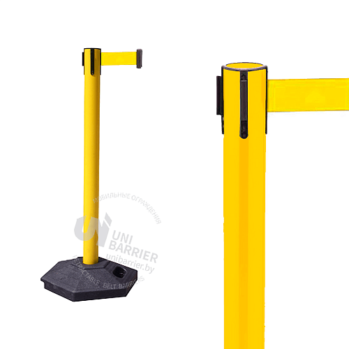 Стойка ограждения UniMaster-150Y пластиковая желтая с желтой лентой
