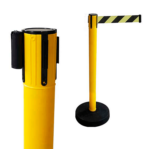 Стойка ограждения UniMaster-120KY пластиковая желтая утяжеленное основание желто-черная лента