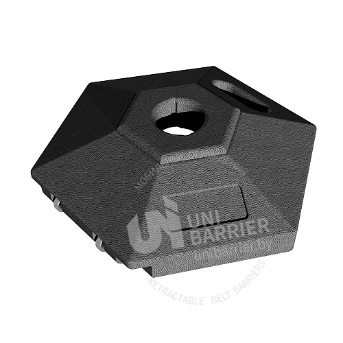 Стойка ограждения UniMaster-240 металлическая основание на колесиках желтая лента