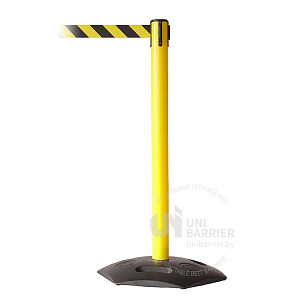 Стойка ограждения UniIndustrial пластиковая желтая, лента 3 м желто-черная