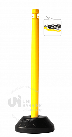 Стойка ограждения с цепью UniChain-110KY пластиковая желтая основание заполняемое водой желто-черная цепь