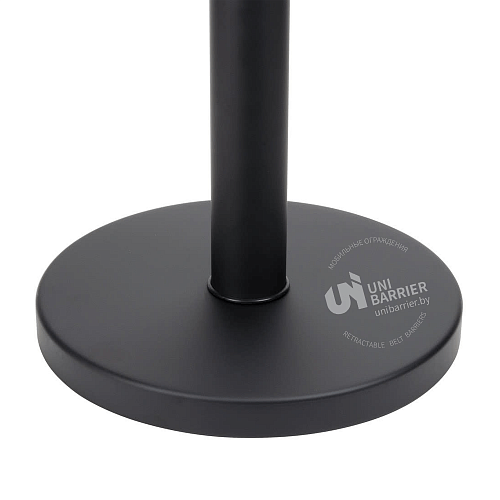 Стойка ограждения UniBar-220 черная плоское основание красно-белая лента