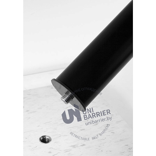 Стойка ограждения фиксируемая в полу UniFix-500 серебристая с черной лентой