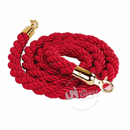 Канат плетеный красный 2,5 м с золотистым карабином