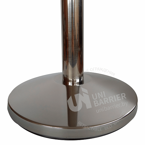 Стойка ограждения UniBar-200 серебристая зеркальная основание полуконус черно-желтая лента