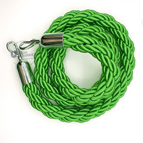Канат плетеный зеленый с серебристым карабином