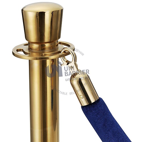 Канат бархатный для стойки с канатом синий с золотистым карабином