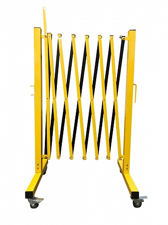Раздвижное ограждение металлическое на колесиках 2 м. желтое