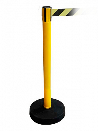 Стойка ограждения UniMaster-120KY пластиковая желтая утяжеленное основание желто-черная лента