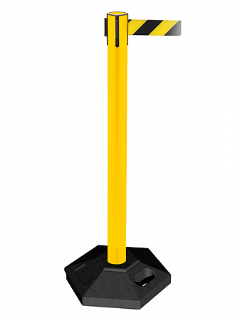 Стойка ограждения UniMaster-140KY пластиковая желтая черно-желтая лента