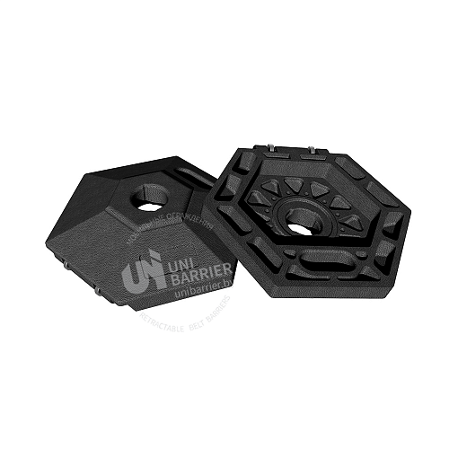 Стойка ограждения UniMaster-240 металлическая основание на колесиках черно-желтая лента